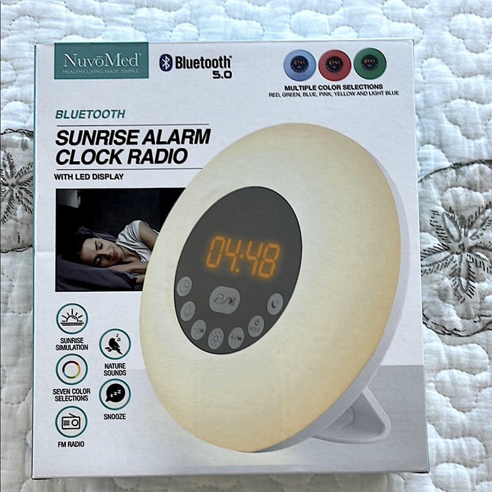 NuvoMed Bluetooth Sunrise Alarm Click Radio Like New Comes with USB Cord